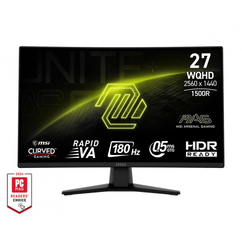LCD Monitor|MSI|MAG 274CQF|27"|Gaming/Curved|Matte|Panel VA|2560x1440|16:9|180Hz|0.5 ms|Colour Black|MAG274CQF