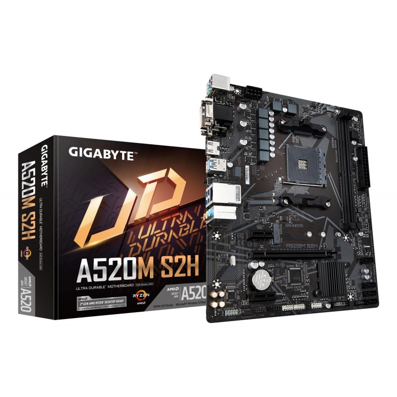 Mainboard|GIGABYTE|AMD A520|SAM4|Micro-ATX|Memory DDR4|Memory slots 2|2xPCI-Express 3.0 1x|1xPCI-Express 3.0 16x|1xM.2|1x15pin D