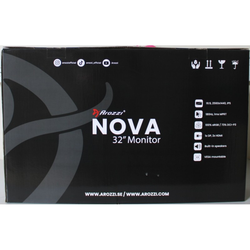 SALE OUT. Arozzi Nova 32" IPS, 180Hz, Computer Monitor - Black | Arozzi | Nova | 32 " | IPS | QHD | 16:9 | 180 Hz | 1 ms | 2560 