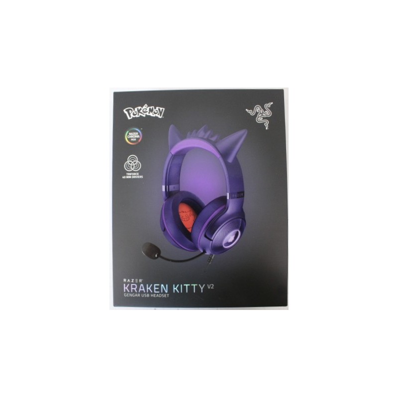 SALE OUT. Razer Kraken Kitty V2 Headset, Pok mon Gengar Ed. | Razer Headset | Kraken Kitty V2 | Yes | Wired | Over-ear | DEMO