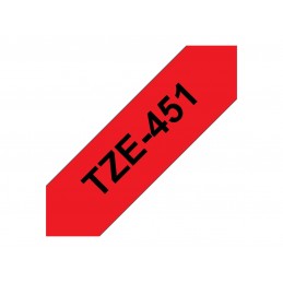 Brother | TZe-451 Laminated Tape | Black On Red | TZe | 8 m | 2.4 cm
