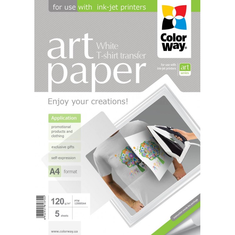 ColorWay ART Photo Paper T-shirt transfer (white), 5 sheets, A4, 120 g/m 