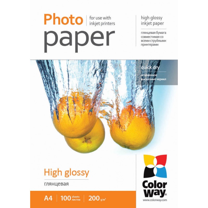 ColorWay High Glossy Photo Paper, 100 sheets, A4, 200 g/m 