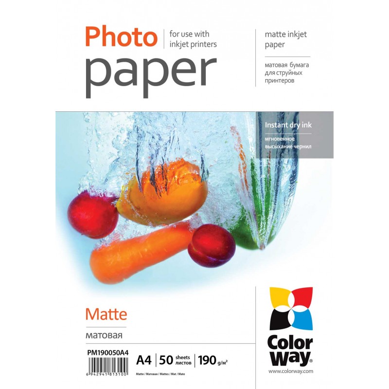 ColorWay Matte Photo Paper, 50 sheets, A4, 190 g/m 