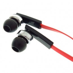 Gembird Porto earphones with microphone and volume control with flat cable 3.5 mm, Red/Black, Built-in microphone