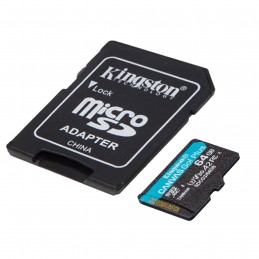 Kingston microSD Canvas Go! Plus 64 GB, MicroSD, Flash memory class 10, SD Adapter