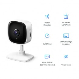 TP-LINK Home Security Wi-Fi Camera Tapo C110 Cube, 3 MP, 3.3mm/F/2.0, Privacy Mode, Sound and Light Alarm, Motion Detection and 