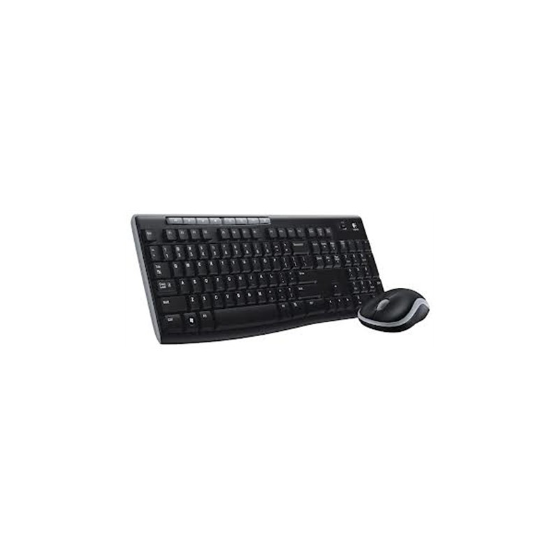 Logitech MK270 Keyboard and Mouse Set, Wireless, Mouse included, Batteries included, US, Numeric keypad, USB, Black, Silver