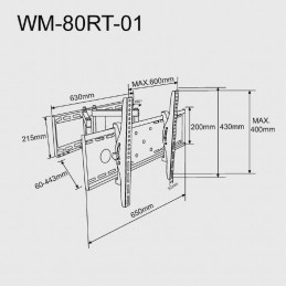 Gembird Full-motion TV Wall Mount WM-80ST-02 37-80 ", Maximum weight (capacity) 60 kg, Black