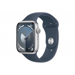 Apple Apple Watch Series 9 GPS 45mm Silver Aluminium Case with Storm Blue Sport Band - S/M
