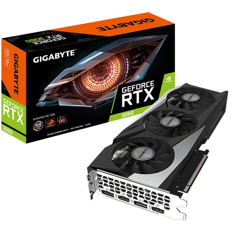 Graphics Card|GIGABYTE|NVIDIA GeForce RTX 3060|12 GB|192 bit|PCIE 4.0 16x|GDDR6|Memory 15000 MHz|GPU 1837 MHz|2xHDMI|2xDisplayPo