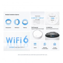 AX3000 Whole Home WiFi 6 System with PoE | Deco X50-PoE (1-pack) | 802.11ax | Ethernet LAN (RJ-45) ports 1 | Mesh Support Yes | 