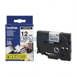 Brother | TZ-231 Laminated Tape | Black on White | TZe | 8 m | 1.2 cm