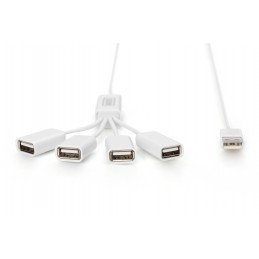 Digitus | USB 2.0 Cable Hub, 4-Port 4x USB A/F, 1x USB A male, DC2.5mm (PSU not incl.) | DA-70216