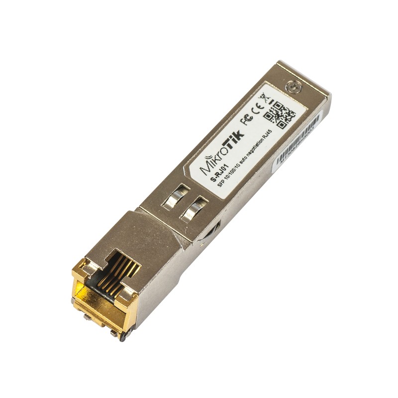 MikroTik | S-RJ01 | SFP | Copper | RJ-45 | 10/100/1000 Mbit/s | Maximum transfer distance 100 m | 0 to +85C