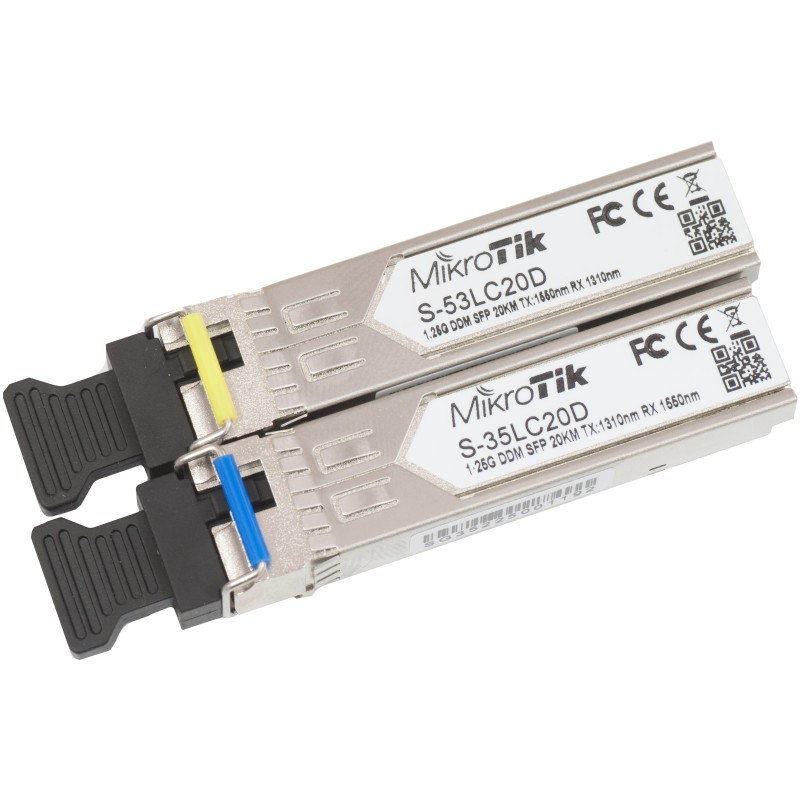 MikroTik Pair of SFP modules S-3553LC20D (S-35LC20D 1.25G SM 20km T1310nm/R1550nm + S-53LC20D 1.25G SM 20km T1550nm/R1310nm) | M