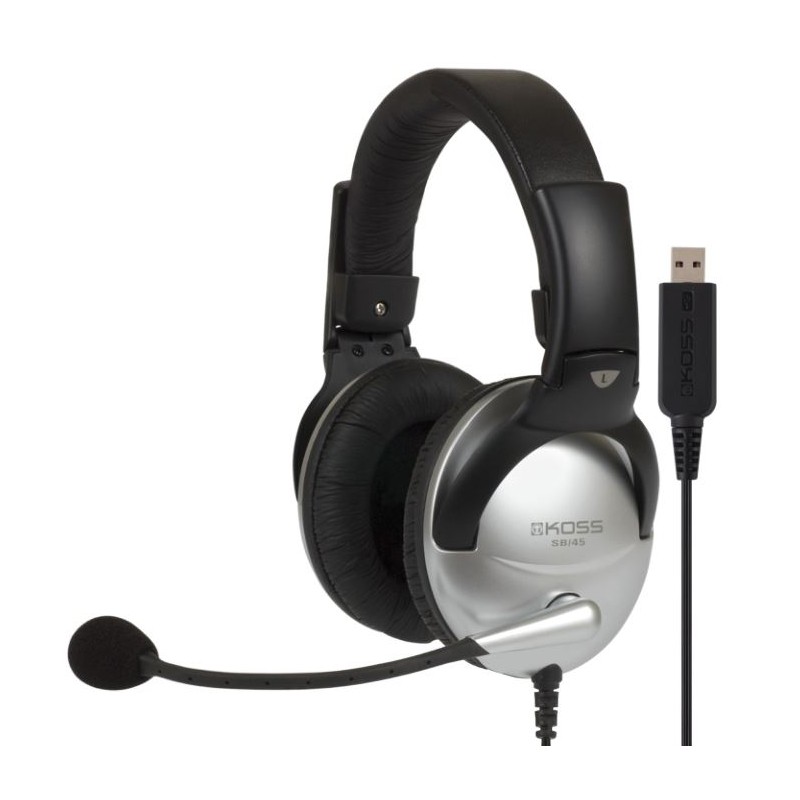 Koss | Gaming headphones | SB45 USB | Wired | On-Ear | Microphone | Noise canceling | Silver/Black