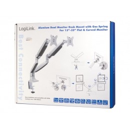 Logilink BP0043 Dual Monitor Desk mount, 13"-32",gas spring, aluminum | Logilink