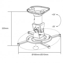 Logilink BP0003 Projector mount, ceiling, universal, 220 mm, white | Logilink