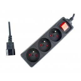 EnerGenie EG-PSU3F-01 UPS power strip, 3 FR sockets, 10 A, C14 plug, 0.6 m cable, black | EnerGenie