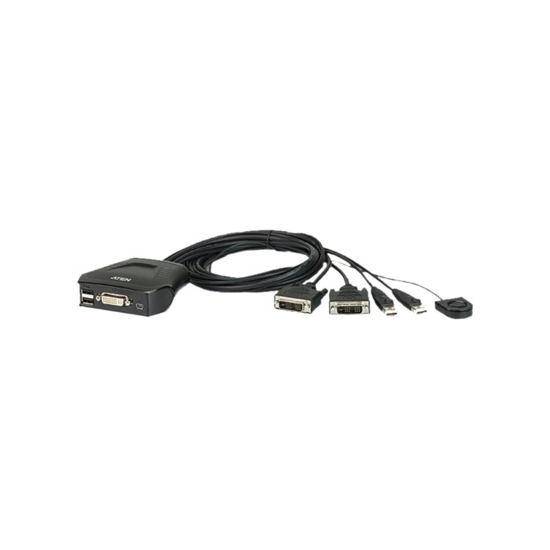 Aten 2-Port USB DVI Cable KVM Switch with Remote Port Selector | Aten | Remote Port Selector | 2-Port USB DVI Cable KVM Switch w