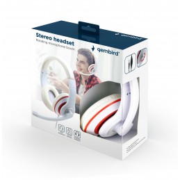 Gembird | Stereo Headset | MHS 03 WTRD | 3.5 mm | Headset | White with Red Ring