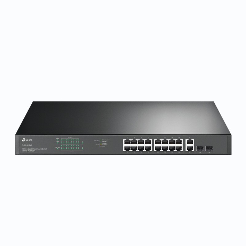 TP-LINK | Switch | TL-SG1218MP | Unmanaged | Rackmountable | 10/100 Mbps (RJ-45) ports quantity 18 | SFP ports quantity 2 | PoE+