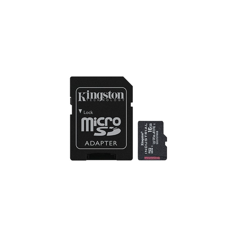 Kingston | UHS-I | 16 GB | microSDHC/SDXC Industrial Card | Flash memory class Class 10, UHS-I, U3, V30, A1 | SD Adapter