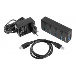 Natec USB 3.0 HUB, Mantis 2, 4-Port, On/Off with AC Adapter | Natec | 4 Port Hub With USB 3.0 | Mantis NHU-1557 | Black