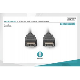 Digitus | High Speed HDMI Cable with Ethernet | Black | HDMI male (type A) | HDMI male (type A) | HDMI to HDMI | 3 m