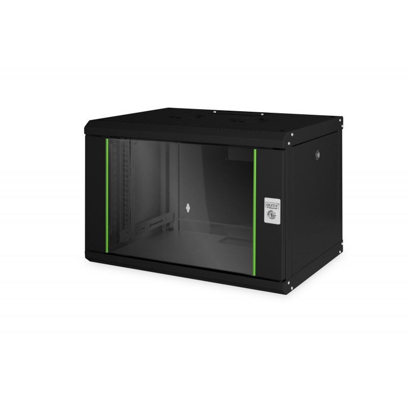 Digitus | Wall Mounting Cabinet | DN-19 07-U-SW | Black | IP protection class: IP20 Front door: Glass door, single opening Cabin