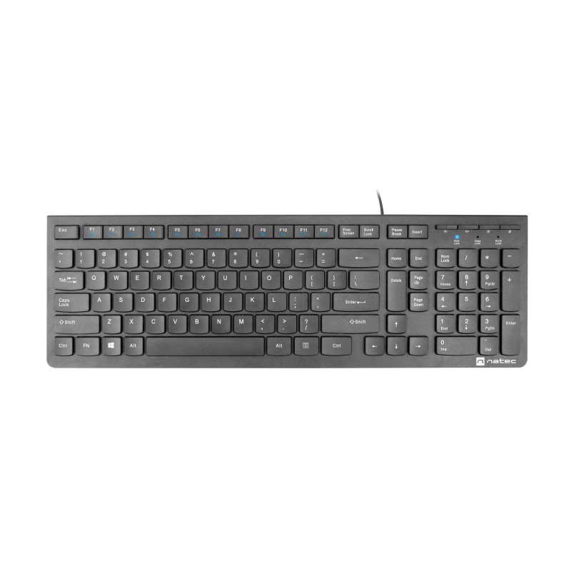 Natec | Keyboard | Discus 2 Slim | Standard | Wired | US | Black | USB 2.0 | 424 g | Numeric keypad