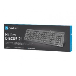 Natec | Keyboard | Discus 2 Slim | Standard | Wired | US | Black | USB 2.0 | 424 g | Numeric keypad