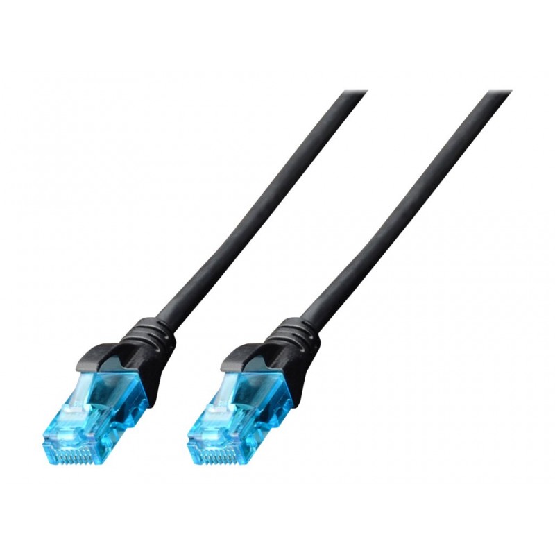 CAT 5e U-UTP | Patch cord | PVC AWG 26/7 | Boots with kink protection, strain relief and latch protection | Black | 3 m | Modula