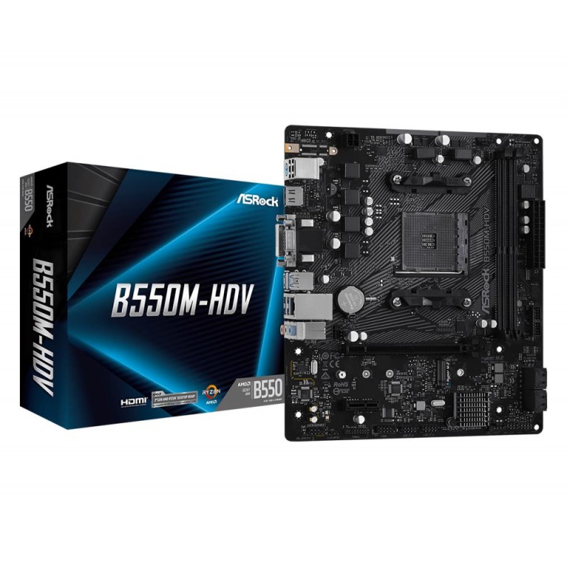 Mainboard|ASROCK|AMD B550|SAM4|MicroATX|1xPCI-Express 3.0 1x|1xM.2|1xPCI-Express 4.0 16x|Memory DDR4|Memory slots 2|1x15pin D-su