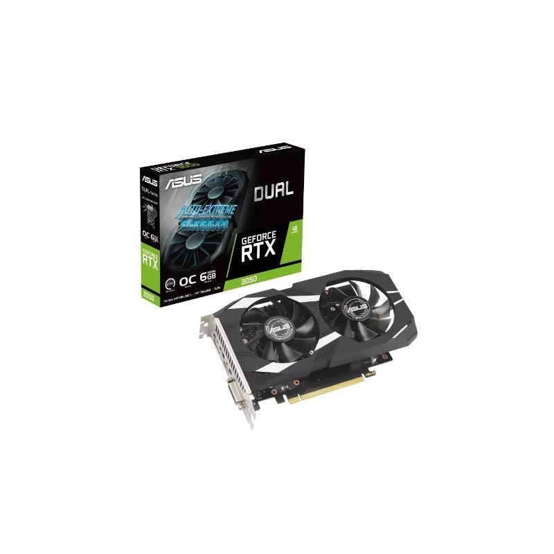 Graphics Card|ASUS|NVIDIA GeForce RTX 3050|6 GB|GDDR6|96 bit|PCIE 4.0 16x|Dual Slot Fansink|1xDVI-D|1xHDMI|1xDisplayPort|DUAL-RT