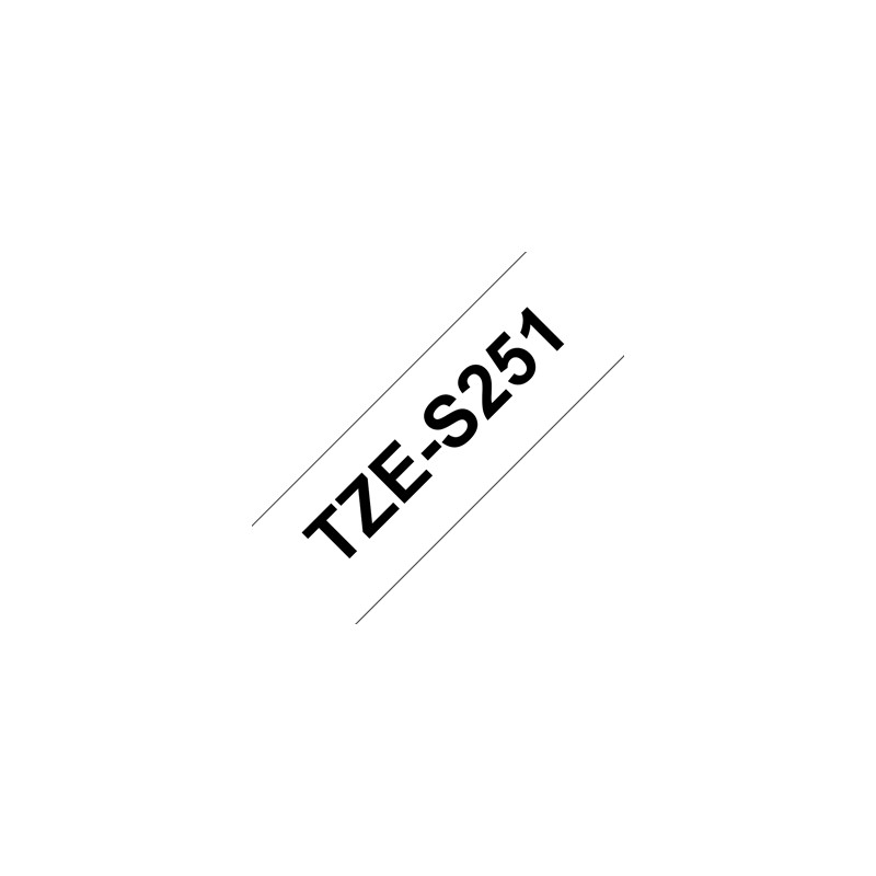 Brother | TZe-S251 Strong Adhesive Laminated Tape | Black on White | TZe | 8 m | 2.4 cm