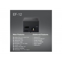 Epson | EF-12 | Full HD (1920x1080) | 1000 ANSI lumens | Black | Lamp warranty 12 month(s)