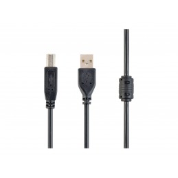 USB 2.0 A-plug B-plug 3 m (10 ft) cable with ferrite core | Cablexpert